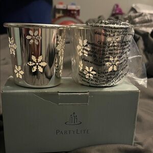 PartyLite Silver Snowflake Tealight Holder Set